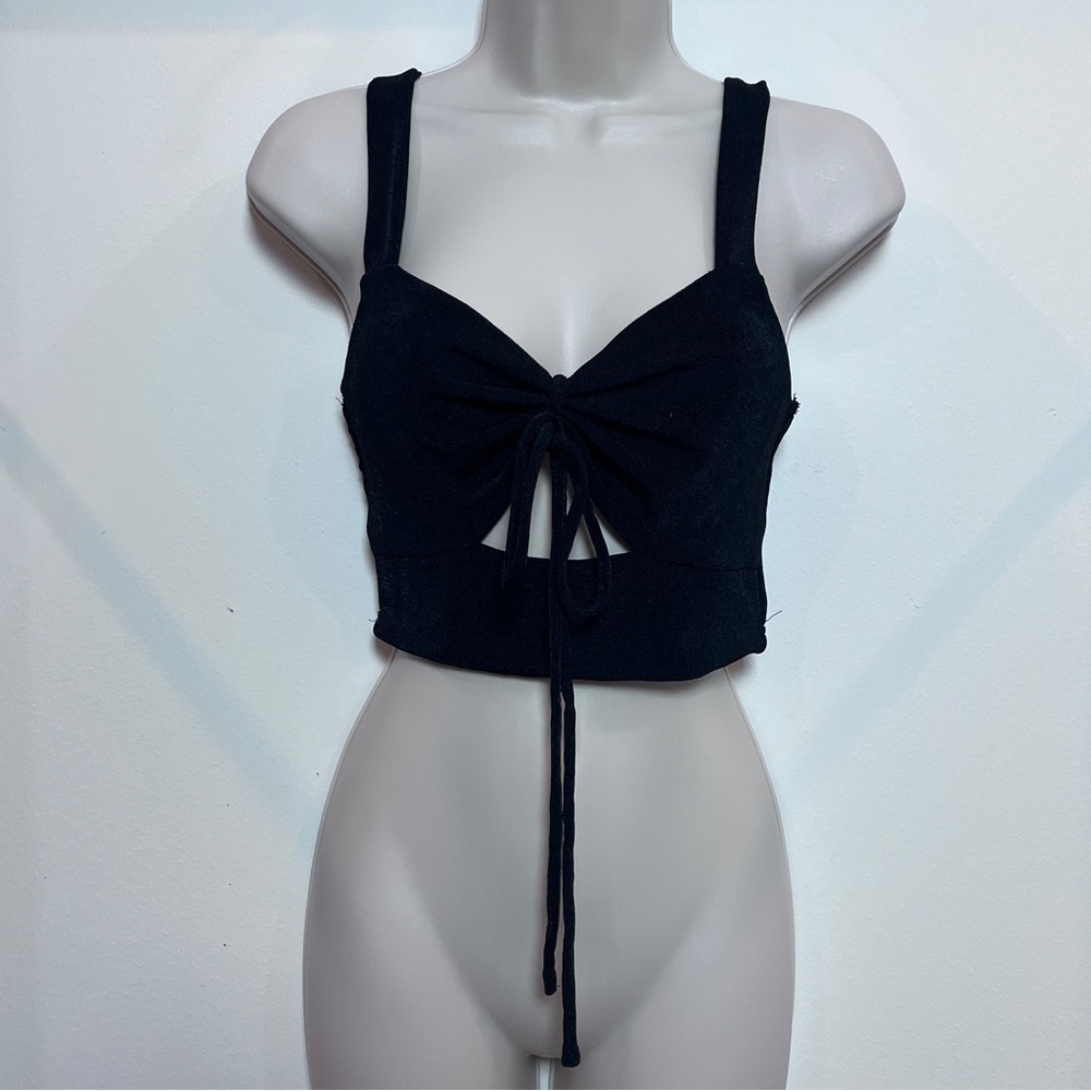 NWT Nordstrom Elodie Black Cutout Crop Top Whimsigoth Medium Festival Summer Y2K